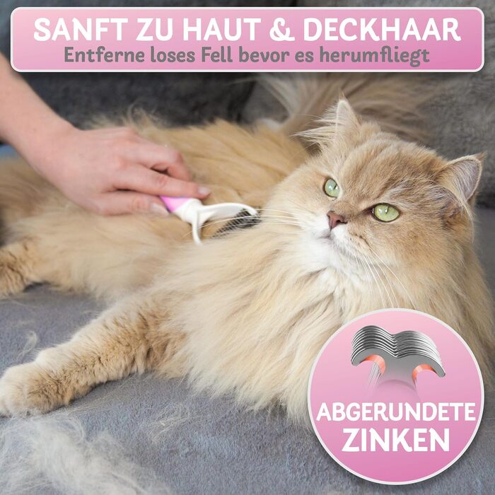 Буршлюк для котів BluePet: щітка для підшерстя, вичісування, догляд за довгошерстими котами (S-M, рожевий)