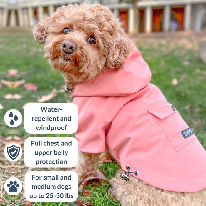 Водонепроникний дощовик для собак DJANGO Highland, оливковий, розмір M, з капюшоном та кишенею, для маленьких та середніх собак