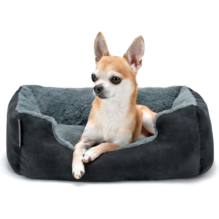 Килимок для собак Lionto з двостороннім подушкою та неслизьким дном, міцний лежак для домашніх тварин з глибоким входом, підходить для собак та котів будь-якого віку, 50x37 см, чорний/сірий, розмір 50 x 37 x 17 см