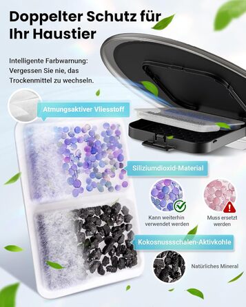 Автоматичний годівниця для котів з Wi-Fi та таймером, 6 л / 25 чашок, 3 миски, 3 пакети силікагелю, система проти застрягання, 2.4G Wi-Fi, запис голосу 10 секунд, чорний