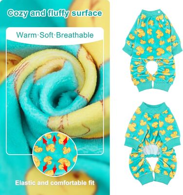 Піжама для собак BEAUTYZOO, тепла флісова піжама для великих собак, зимова піжама для тварин, жовто-зелена піжама з ґелєвцем, тепла та дихаюча, одяг для собак, розмір S (Back: 10', Chest: 15', Neck: 10')