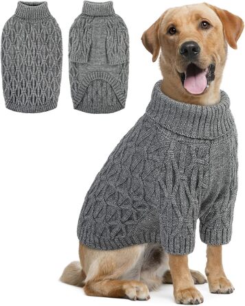 Пуловер для собак Queenore для такс, м'який та еластичний, в'язаний пуловер для псів, підходить для мопсів, такс, грейхаундів (XXL, сірий)