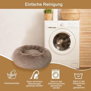 Кругле ліжко для собак та котів Lucky Sign, м'яке, тепле, 70 см, коричневе