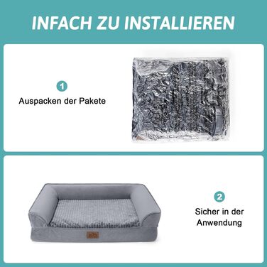 Ортопедичне ліжко для собак, маленьких порід, вологостійке, сіре (76x51x19 см)