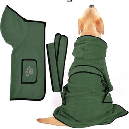Рушник для собак Zunea: Швидке висушування, з капюшоном, для маленьких, середніх та великих собак та котів, зелений M