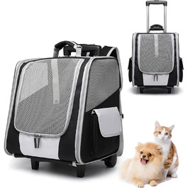 Транспортна сумка на колесах для собак та котів, сумка-тролей для домашніх тварин з вікном, 35x29x37 см (чорний)