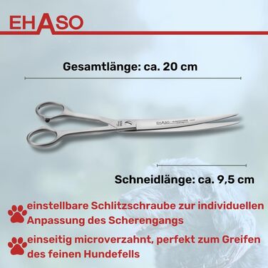 Ножиці для собак EHASO, нержавіючі, 20 см, матові