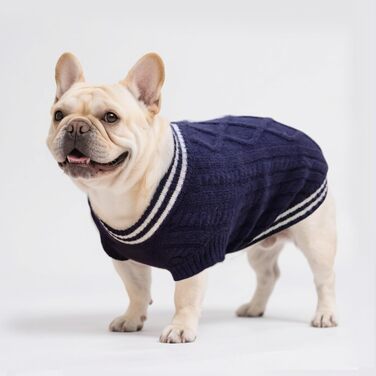 Теплий собачий светр: для цуценят, чихуахуа, коргі, бульдога (синій, середній)