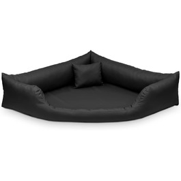 Килимок для собак Juelle з штучної шкіри, кутовий, для середніх та великих собак, м'який, софа Gabi, чорний (80x80x20 см)