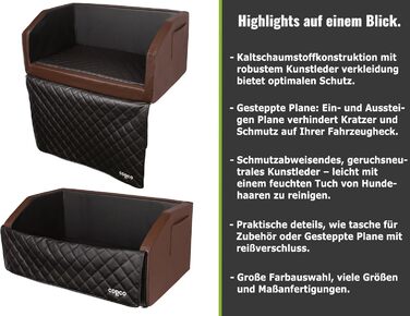 Автоматичне ліжко для собак CopcoPet у багажник, 70x55x38 см, штучна шкіра, захист багажника, водовідштовхувальне, стійке до подряпин, з захисним покриттям, для подорожей (Коричневий/Чорний, 100x90 см з системою ременів)