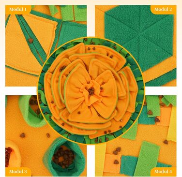 Килимок-нюхалка для собак HDOELGP, 70x70 см, оранжевий. Інтерактивна іграшка для собак, розвиває інстинкт пошуку їжі, легко миється. Підходить для малих та великих собак.