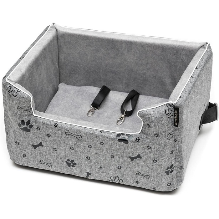 Автокрісло для собак Boutique Zoo | Зручне автокрісло для собак, котів та інших домашніх тварин | Для заднього сидіння, пасажирського сидіння | Автоматичне ліжко для собак, сумка-переноска | Поліестер, еко-замша | Колір: | Розміри: (L (57x50 см), Сірий / 
