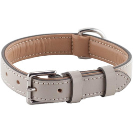 Стійкий нашийник для собак Brute Strength з натуральної шкіри, світло-сірий, розмір M (36-43 см)