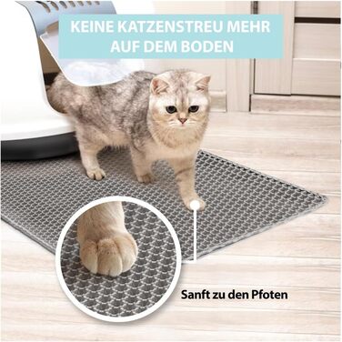 Matte Plazzid® для котячого туалету: XXL, 90x60 см, сіра, водонепроникна, з кріпленням