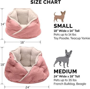 Ортопедичне ліжко для собак Furhaven, великих порід, кругле, знімний, пральний чохол, до 36,3 кг – Sherpa & Wildleder Snuggery – 111,8 см, ортопедична піна (Soft Pink, L 61 x B 61 x H 46 см, Calming Hug Nest)