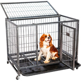 Транспортна переноска для собак MouvedyL, 94x64x76 см, переноска для собак для дому та вулиці, 2 дверцята, висувна підставка, 360° колеса