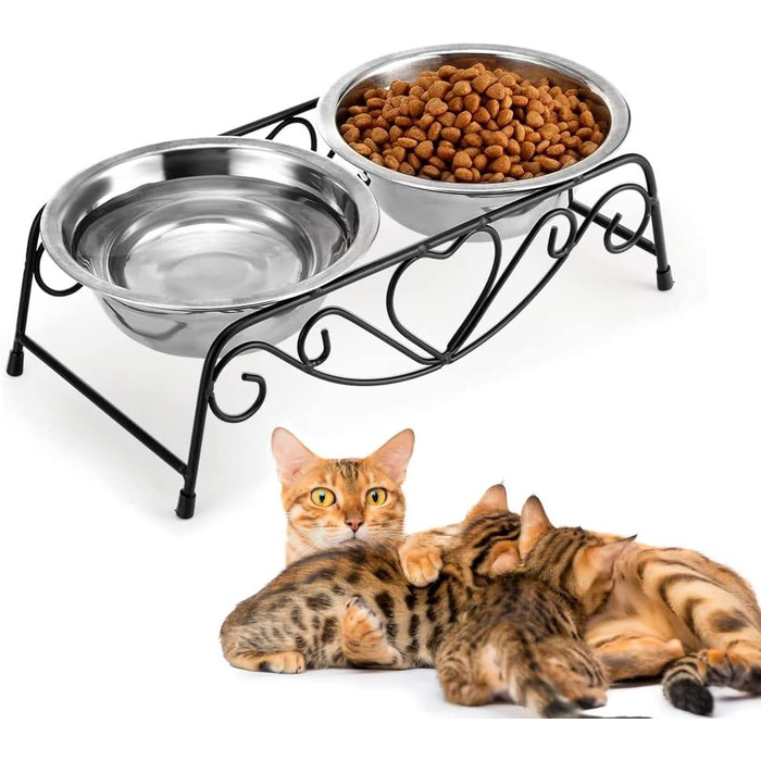 Набір мисок для котів та собак, підняті миски з нержавіючої сталі, 2 шт.