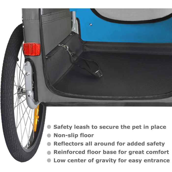 Візок для собак Tiggo VS Pets 2-в-1: візок та велосипедний причіп, блакитний, об'єм 270 л, до 35 кг