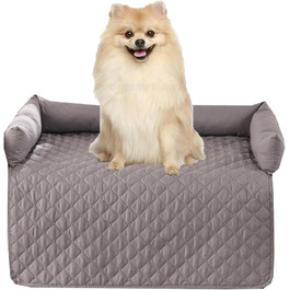 Захисний чохол для собачого дивана, водовідштовхувальний, для середніх та великих собак та котів, заспокійлива підстилка з піднятим бортиком, легко чиститься (75 x 120 см, світло-сірий)