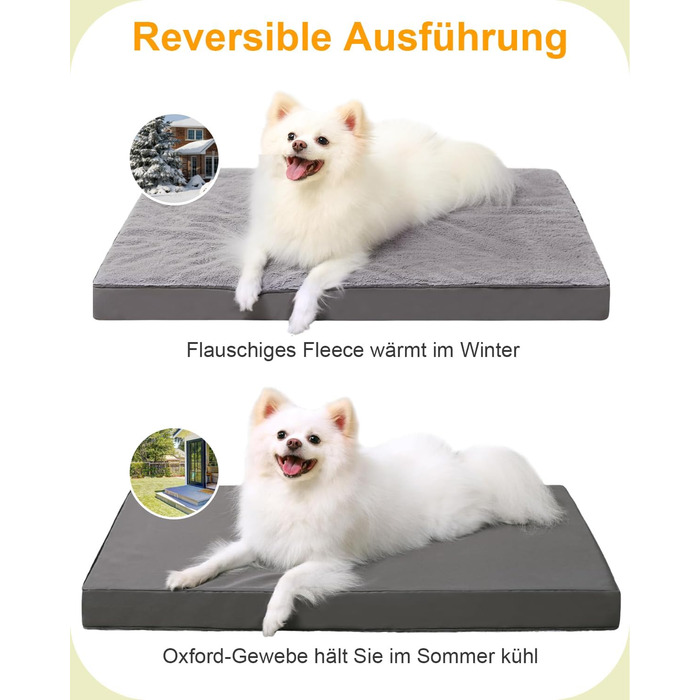 Ортопедичне ліжко для собак середнього розміру, 90x57 см, знімний чохол, двостороннє, темно-сіре