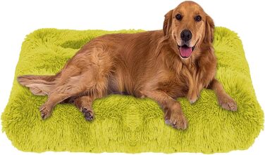 М'яке плюшеве ліжко для собак, розмір M, велике, ліжко для собак, матрац, можна прати, пухнасте, затишне, подушка для собак, заспокійливе ліжко для котів та собак, килимок (XXL-110 x 80 см, світло-зелений)