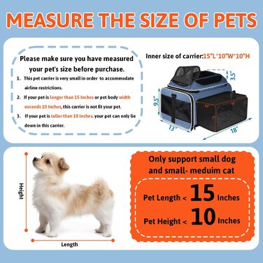 Трансформер для тварин Petskd: переноска для собак та котів, 43.2 x 28.9 x 24.5 см, схвалена авіаперевізниками, блакитна