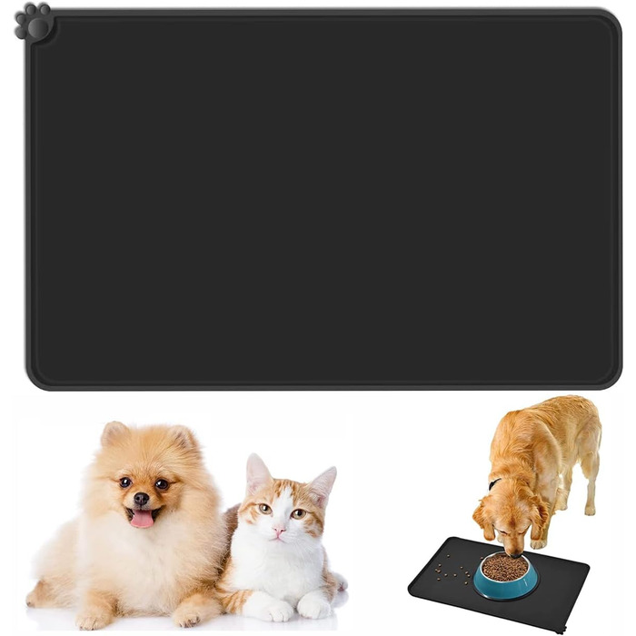 Килимок для годування собак і котів, силіконовий, чорний, L (47x30 см), 180г