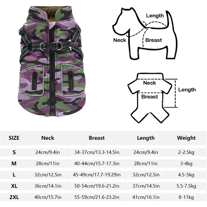 Зимова куртка для собак, світловідбиваючий одяг для собак, розмір XL, жилет з інтегрованим шлейкою, одяг для тварин з світловідбиваючими смугами для маленьких та середніх собак