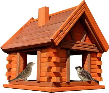 Дерев'яний будиночок для птахів VOGELHAUS, коричневий, ерш, годівниця