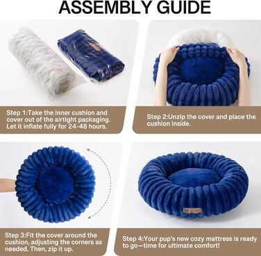 Кругле лежанка для собак MEWOOFUN, м'яке ліжко для маленьких собак та цуценят, з антиковзною основою (Морська хвиля, 76x76x20 см)