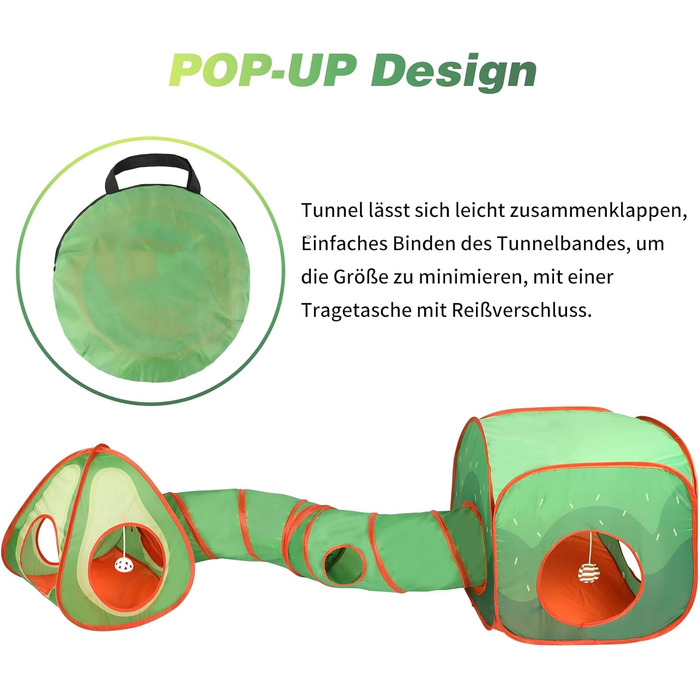 Тунель для котів RANYPET 3 в 1: інтерактивна іграшка, намет-тунель, з пакетом для зберігання. Підходить для котів, кошенят, кроликів та інших дрібних тварин.