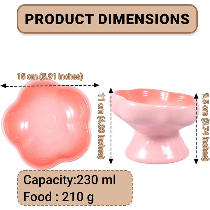 Антишвидкісний набір для собак, миска для їжі для котів та маленьких собак, керамічна миска (Morgenblüte) (Sanfte Liebe)