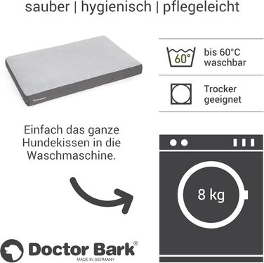 М'яке ліжко для собак великих порід Doctor Bark GreenLabel, 100x72 см, сіре. Легко миється, пухнасте, міцне, комфортне.