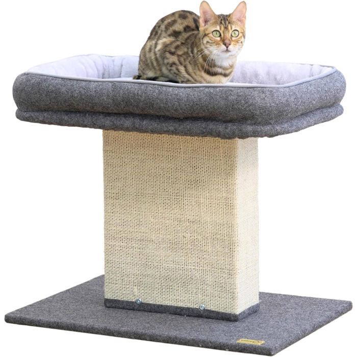 Ліжко для кота Catry з когтеточкою, мінімалістичний дизайн, зручне котяче ліжко та стійкий дряпак, легко збирається, меблі для котів