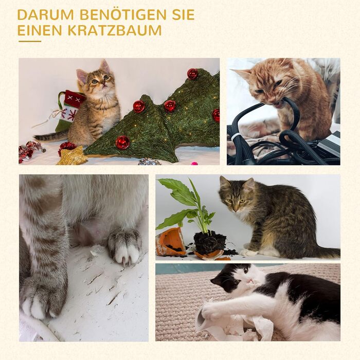 Когтеточка-дерево для котів PawHut, 200 см, кутова, світло-сіра