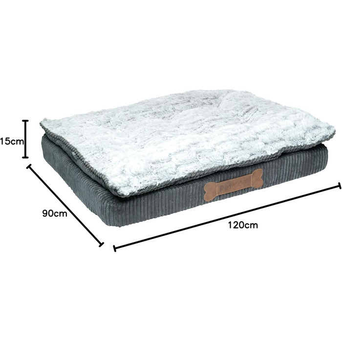 Крісло-ліжко для собак Petface Ultimate Luxury з memory foam, сірого кольору, XL, 120 x 90 x 15 см, машинне прання