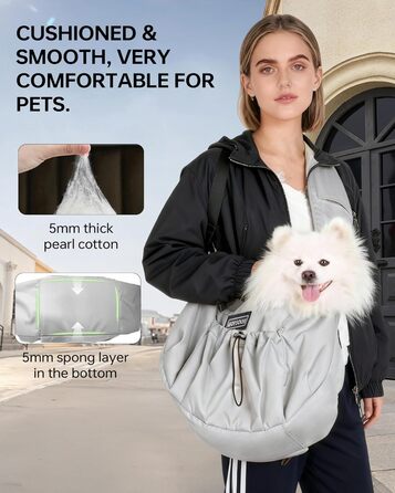 Сумка-переноска для собак та котів, широкі підплічники, регульована, ергономічна, сіра, до 5,4 кг