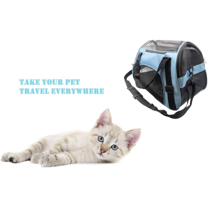Переноска для котів та собак, м'яка, портативна, складана, бірюзова (Mittel-Blau)
