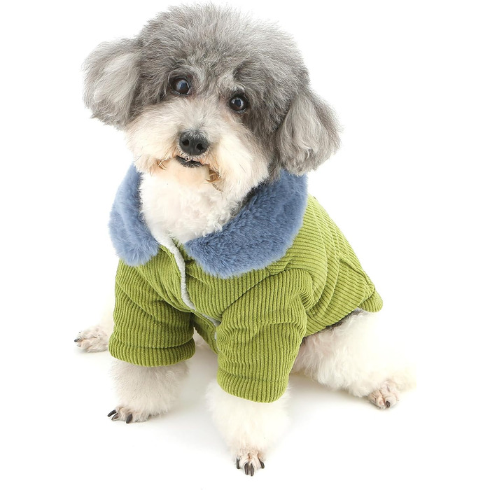 Теплий куртка для собак на осінь/зиму Ranphy з флісовою підкладкою та D-порогом, для чихуахуа та інших маленьких порід (зелений, M)