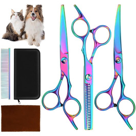 Професійний набір для стрижки собак 3 в 1 - фіолетовий. Набір ножиць для собак, котів та інших тварин (прямі, зубчасті, вигнуті)