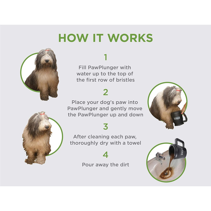 PawPlunger PAW170 - мийка для лап собак, чорний колір, середній розмір