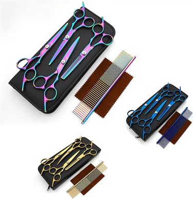 Набір професійних ножиць для стрижки собак: ножиці для стрижки та проріджування, для грумінгу та догляду за домашніми тваринами
