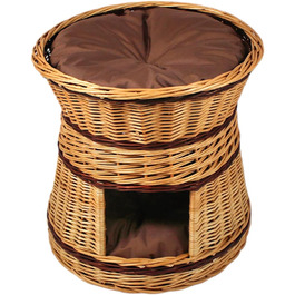 Гніздо для котів та собак: кругле, з плетіння лози, 47x47x45 см з подушкою