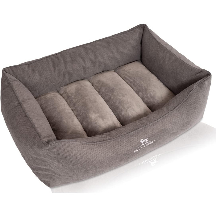 Ортопедичне собаче ліжко Knuffelwuff Baltimore 120x80 см сірого кольору - з двостороннім килимком-книжкою, знімний та пральний чохол, для собак великих, середніх та малих порід