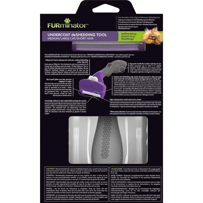 FURminator інструмент для видалення шерсті котам середніх та великих порід (короткошерсті, версія 2.0)
