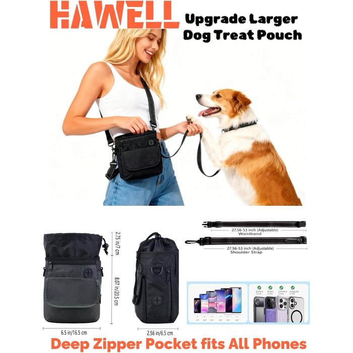Сумка для собак Hanwell для ласощів та іграшок з дозатором для відходів, водонепроникна, сіра