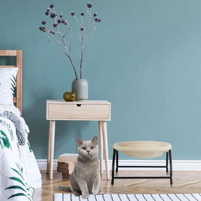 Крісло-гамак для котів Relaxdays, плюшеве, сталеве, 25x45x42 см, бежево-чорне