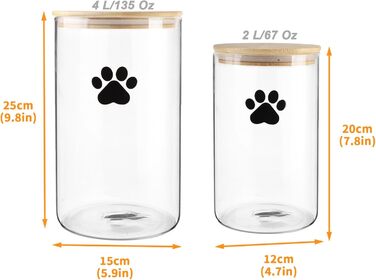 Набір контейнерів для ласощів для собак та котів Geyecete (4L+2L) з дерев'яною кришкою