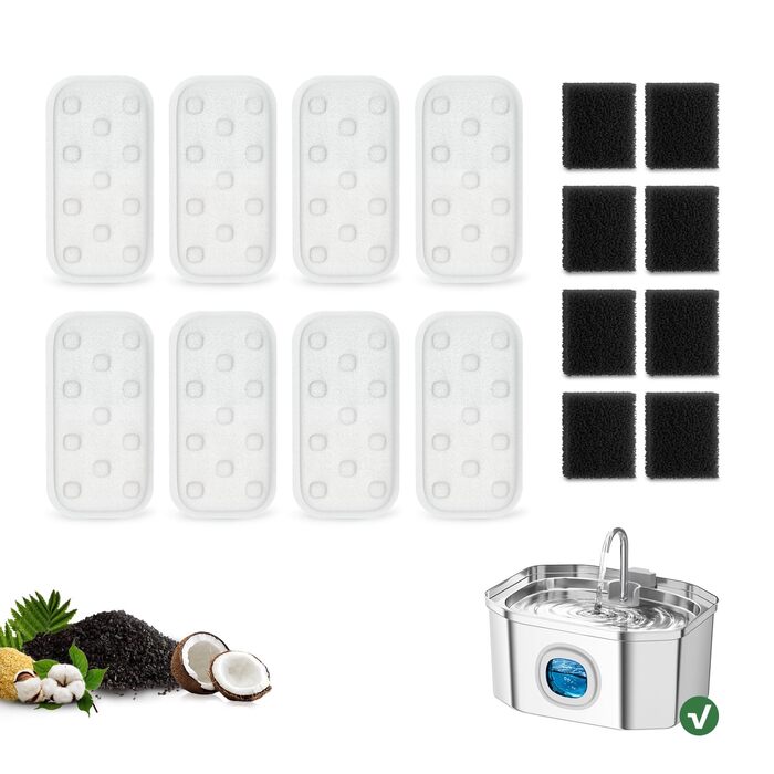 Фонтан-поїлка для котів та малих собак Apauk із нержавіючої сталі, 3.2 л, ультратихий, з LED-індикатором та набором фільтрів