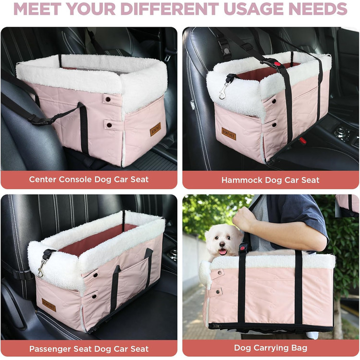 Автокрісло для собак з PU-шкіри, Рожевий колір